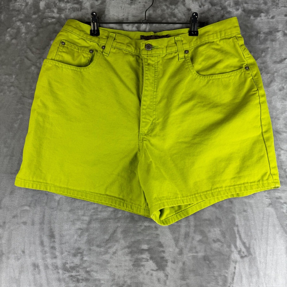Ashley Stewart Denim Shorts Womens 18 Lime Green High Rise Cotton (1544)